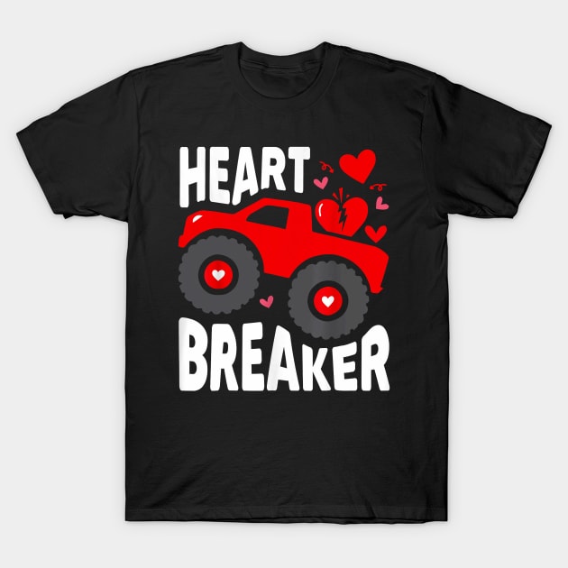 Heart Breaker Monster Truck Toddler Boys Girl Valentines Day T-Shirt by Neldy